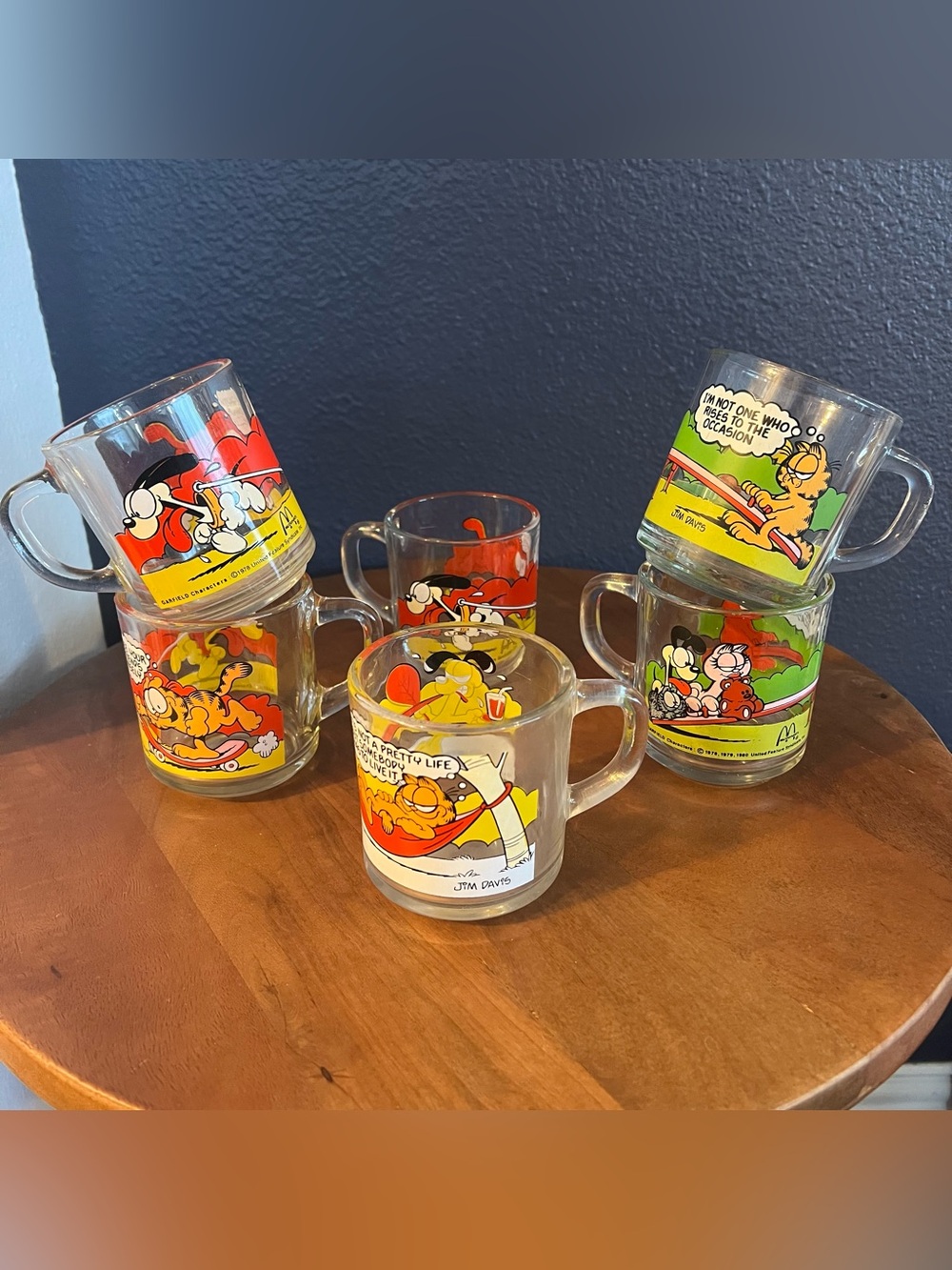 Vintage Set of 6 Garfield McDonalds Mugs With Odie And Arlene